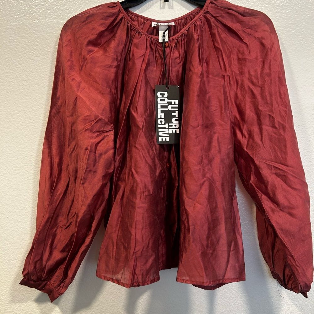 Future Collective Women's button down Blouse NWT XS